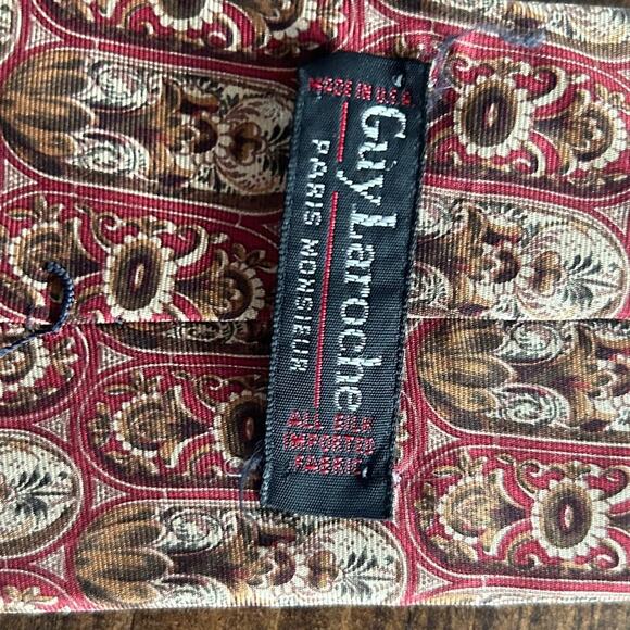 Guy Laroche Paris Monsieur All Silk Men's Tie Jules Pilch Designer‎ Made In USA - Picture 7 of 7